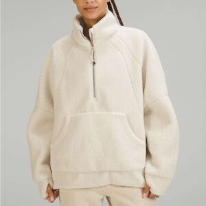 NWT Lululemon Scuba Oversized Fleece Funnel Neck Half Zip Long White Opal XS/S